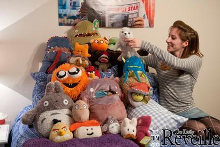 Psychology senior Laura Germany adorns her bed with an impressive collection of stuffed animals.