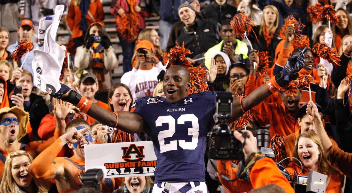 Auburn running back Onterio McCalebb celebrates Oct. 29 after a 41-23 win over Ole Miss. An Auburn win on Saturday could prevent a LSU-Alabama rematch.