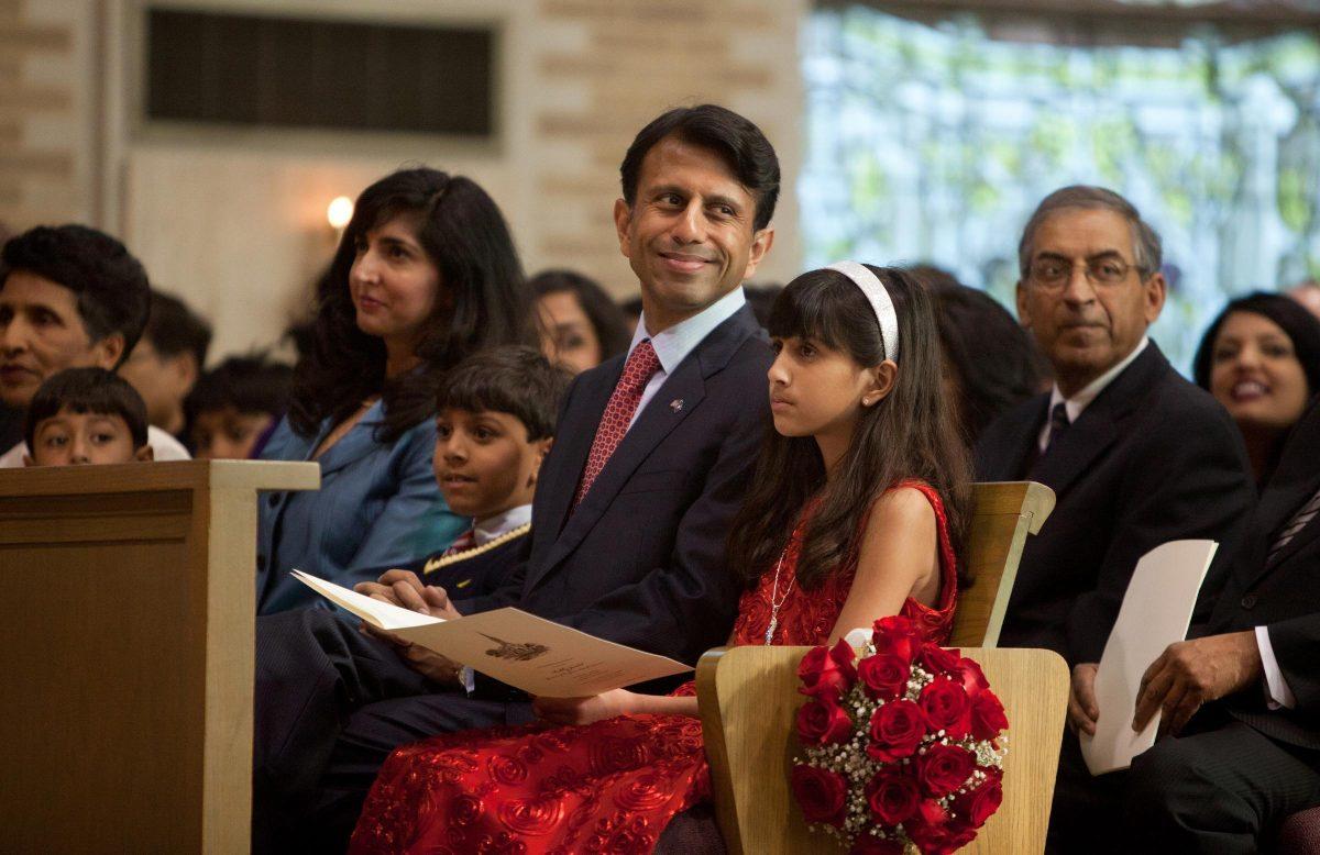 Louisiana Gov. Bobby Jindal, his wife Supriya and their children Slade, Shaan and Selia attend the Inaugural Prayer Service on Jan. 8 in honor of the governor in Baton Rouge.