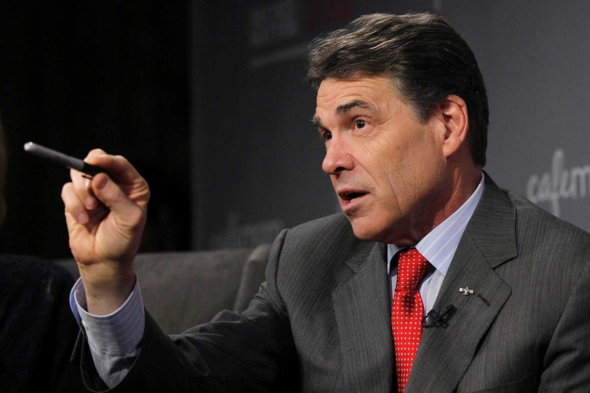 Texas Gov. Rick Perry pauses during a CafeMom town hall event, Monday in Myrtle Beach, S.C.