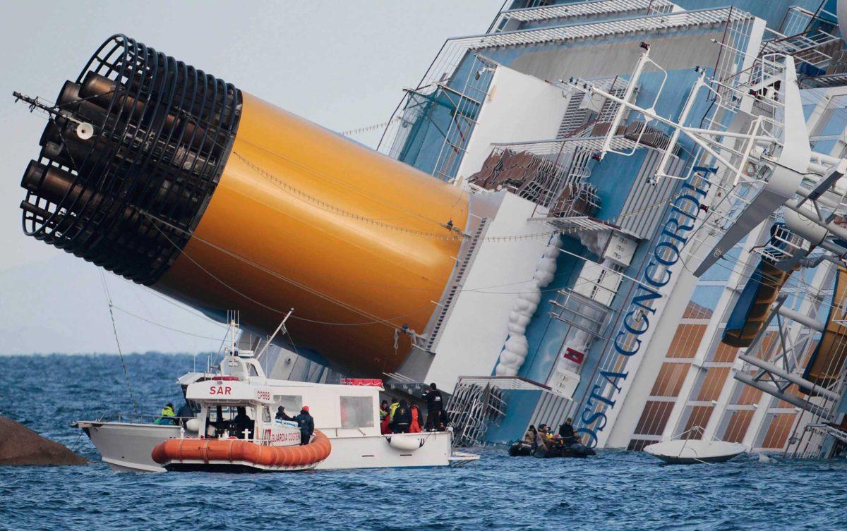 Italian firefighters conduct search operations on the luxury cruise ship Costa Concordia that ran aground of Isola del Giglio, Italy, on Jan. 15.