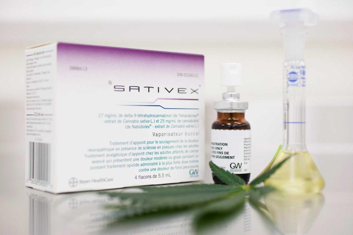 A sample of the drug Sativex is shown in an undated photo by GW Pharmaceuticals. Sativex contains marijuana&#8217;s two best known components