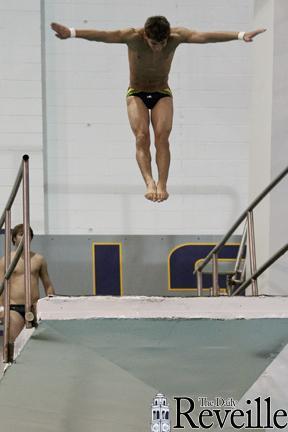 LSU sophomore Daniel Helm dives Sept. 21, 2011, at practice in the Natatorium.