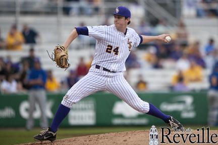 LSU freshman hurler Cody Glenn throws a pitch Wednesday during the Tigers&#8217; 11-4 victory against McNeese State in Alex Box Stadium.