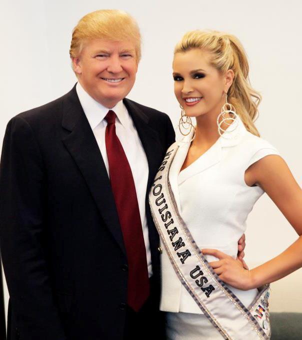 Miss Louisiana 2011, Page Pennock, poses with Donald Trump. Pennock got her eyelash extensions done to make it easier for her to prepare for pageants.