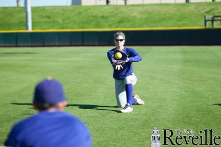 LSU sophomore utility player Jacee Blades catches the ball Jan. 18 during practice.