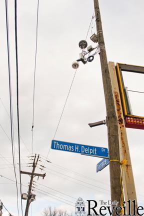 A new &#8220;crime camera&#8221; watches over the intersection of Terrace Street and Thomas H. Delpit Drive near downtown Baton Rouge.