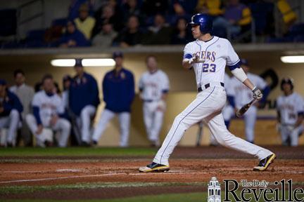 Sophomore JaCoby Jones swings the bat Friday.