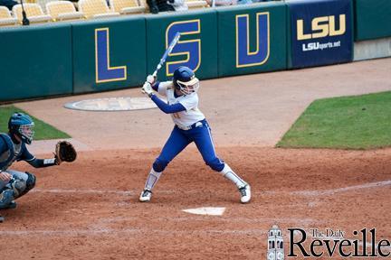 LSU freshman utility player Dylan Supak prepares to swing at a pitch Feb. 26 during the Tigers&#8217; 2-1 victory against Alcorn State at Tiger Park.