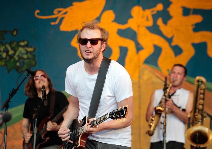 Bon Iver plays on the Gentilly Stage at the New Orleans Jazz &amp; Heritage Festival on Friday, April 27, 2012. (AP Photo/The Times-Picayune, Chris Granger)