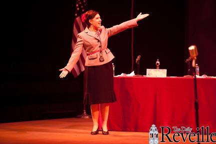 An actress performs during LSU Theatre&#8217;s production of &#8220;The 25th Annual Putnam County Spelling Bee,&#8221; which debuted Wednesday night.