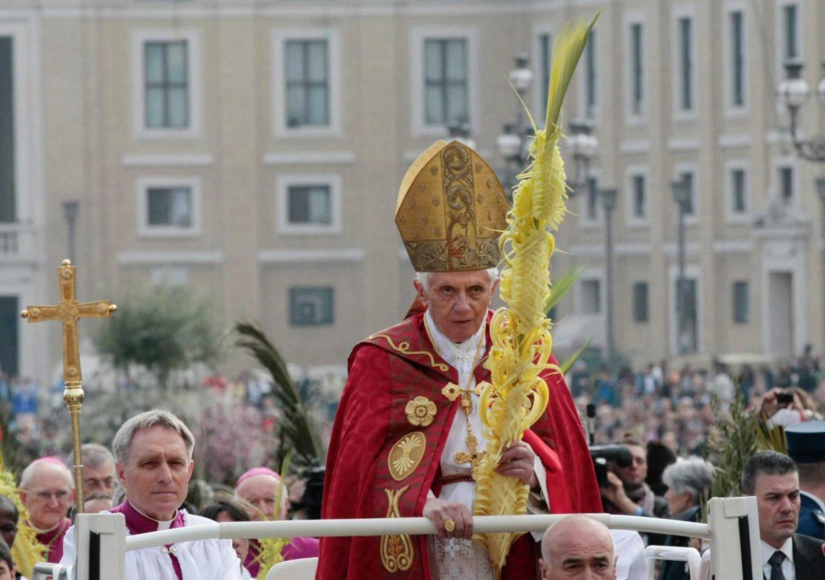 Pope Benedict XVI celebrates the Palm Sunday mass Sunday at St. Peter&#8217;s square at the Vatican.