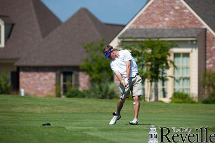 Former LSU golfer John Peterson ropes his drive during the LSU National Invitational at the University Club on Apr. 2, 2011.