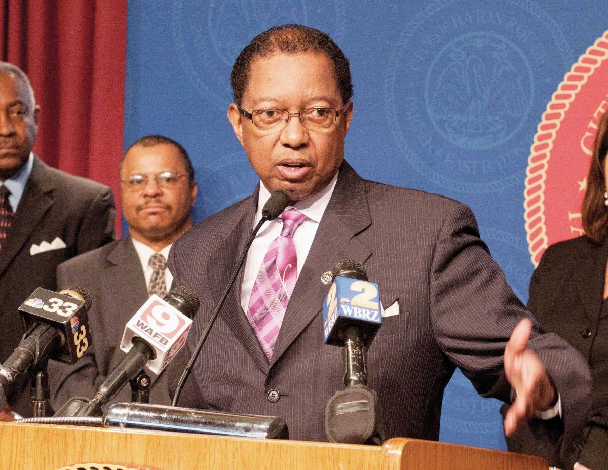 Baton Rouge Mayor-President Kip Holden speaks at a press conference Jan. 11, 2012, about a new banking program, Bank On.