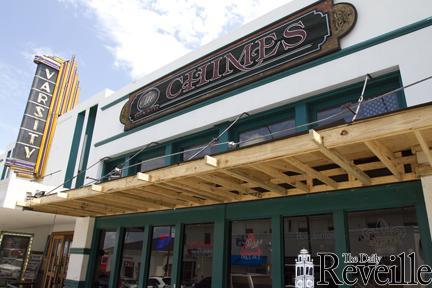 The partially complete overhang of The Chimes restaurant is part of efforts by local business to improve asthetics of the Tiger Town neighborhood.
 