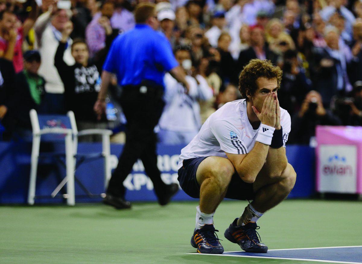 Britain's Andy Murray reacts after beating Serbia's Novak Djokovic in the championship match at the 2012 US Open tennis tournament, Monday, Sept. 10, 2012, in New York. (AP Photo/Charles Krupa)