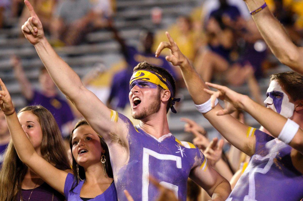 Students roar on the Tigers on Sept. 1 during their first home game against North Texas. LSU and Washington, each coming off a season-opening win, meet on Saturday.