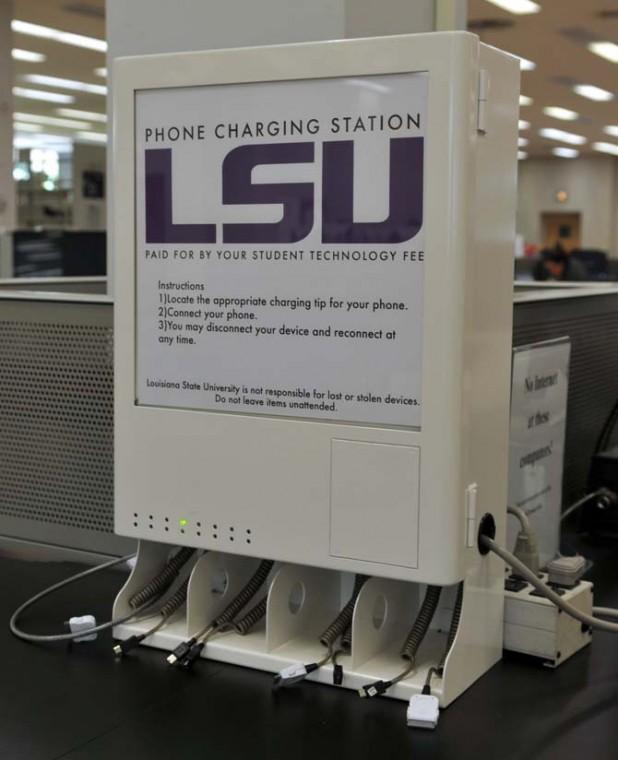 Cell phone charging stations like this are placed throughout Middleton Library.
 