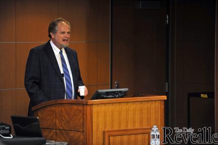 Faculty Senate President Kevin Cope opens the September Faculty Senate meeting in the Student Union.