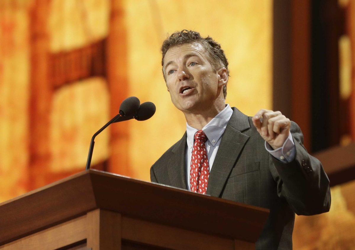 Sen. Rand Paul, R-Ky., addresses the Republican National Convention in Tampa, Fla., on Wednesday, Aug. 29, 2012. (AP Photo/Charles Dharapak)