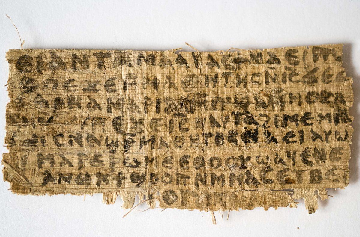 This Sept. 5, 2012 photo released by Harvard University shows a fourth century fragment of papyrus that divinity professor Karen L. King says is the only existing ancient text that quotes Jesus explicitly referring to having a wife. King, an expert in the history of Christianity, says the text contains a dialogue in which Jesus refers to "my wife," whom he identified as Mary. King says the fragment of Coptic script is a copy of a gospel, probably written in Greek in the second century. (AP Photo/Harvard University, Karen L. King)