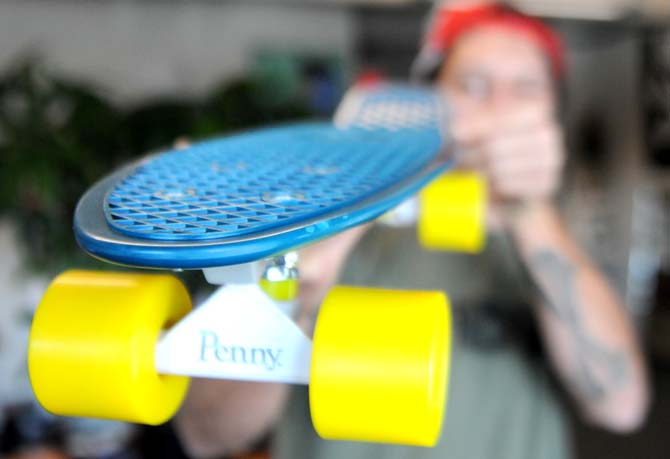 Students cruise around campus on Penny boards