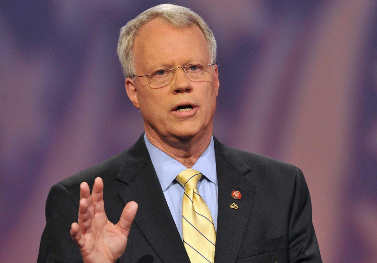 FILE - In this Wednesday, July 2, 2008 file photo, 10th Congressional District Republican candidate Rep. Paul Broun speaks on the set of Georgia Public television in Atlanta. The Georgia representative said in videotaped remarks on Sept. 27, 2012 that evolution, embryology and the Big Bang theory are "lies straight from the pit of hell" meant to convince people that they do not need a savior. The Republican lawmaker made those comments during a speech at a sportsman's banquet at Liberty Baptist Church in Hartwell. Broun, a medical doctor, is running for re-election in November unopposed by Democrats. (AP Photo/Gregory Smith)