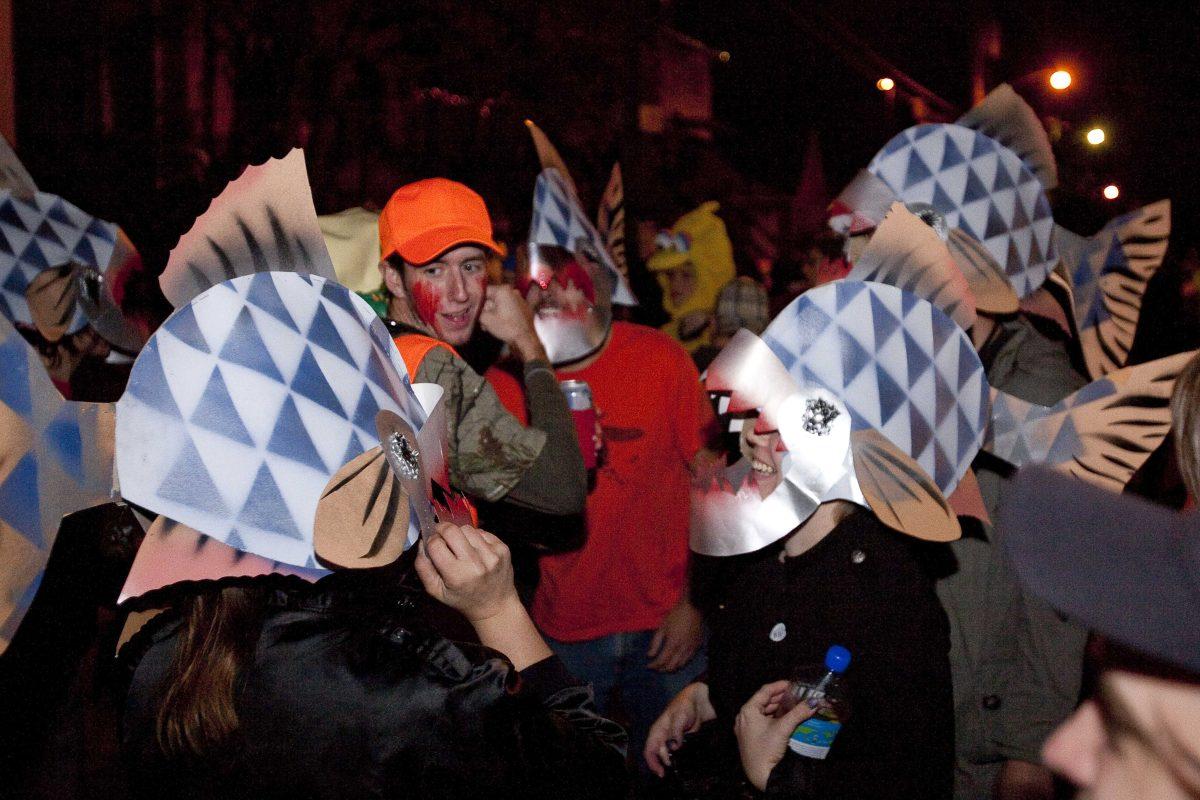 A school of piranhas attack a hunter on Carlotta Street on Oct. 29, 2011.