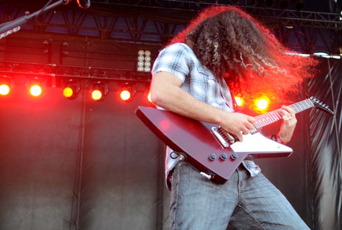 Claudio Sanchez, lead singer and guitarist for Coheed and Cambria, plays to the crowd at Voodoo Fest in New Orleans on October 28, 2012.
 