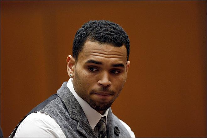 Chris Brown appears in court in 2009 facing domestic violence charges.
 