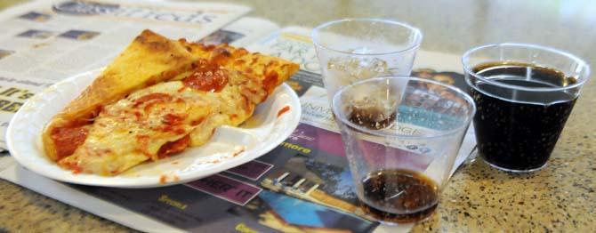 Plastic cups and styrofoam plates had to be used in The 5 dining hall Monday because of a broken dishwasher. The plastic cups were much smaller than the standard ones.
 