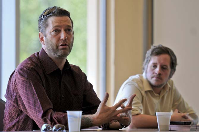 Local tattoo artist Ed Dieringer discuss current tattoo inquisitions on Wednesday, Oct. 11, 2012 in the Atchafalaya Room of the LSU Union.
 