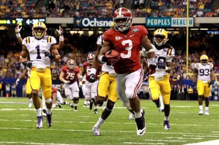   
Alabama running back Trent Richardson heads to the&#160; end zone on a 34-yard run in the fourth quarter to seal a 21-0 victory over LSU on Monday night. Credit: Ronald Martinez / Getty Images
   &#160; 