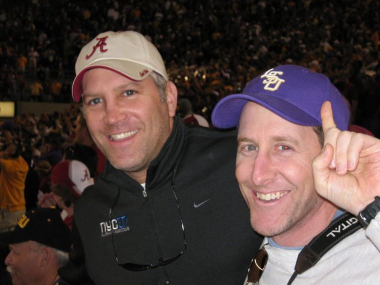 Billy Goldberg (left) and friend Lee Kaplan (right) take in the 2007 game between Alabama and LSU from Bryant-Denny Stadium in Tuscaloosa, Ala.
 