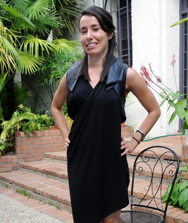 LSU alumnus and Izavel designer Isabel Varela wearing a dress from her collection on Wednesday, Oct. 17, 2012 at Highland Coffees.
 