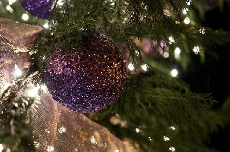 In this file photo, an ornament hangs on the LSU Christmas tree in front of the Memorial Tower last year. The lighting ceremony is at 6 p.m tonight.
 