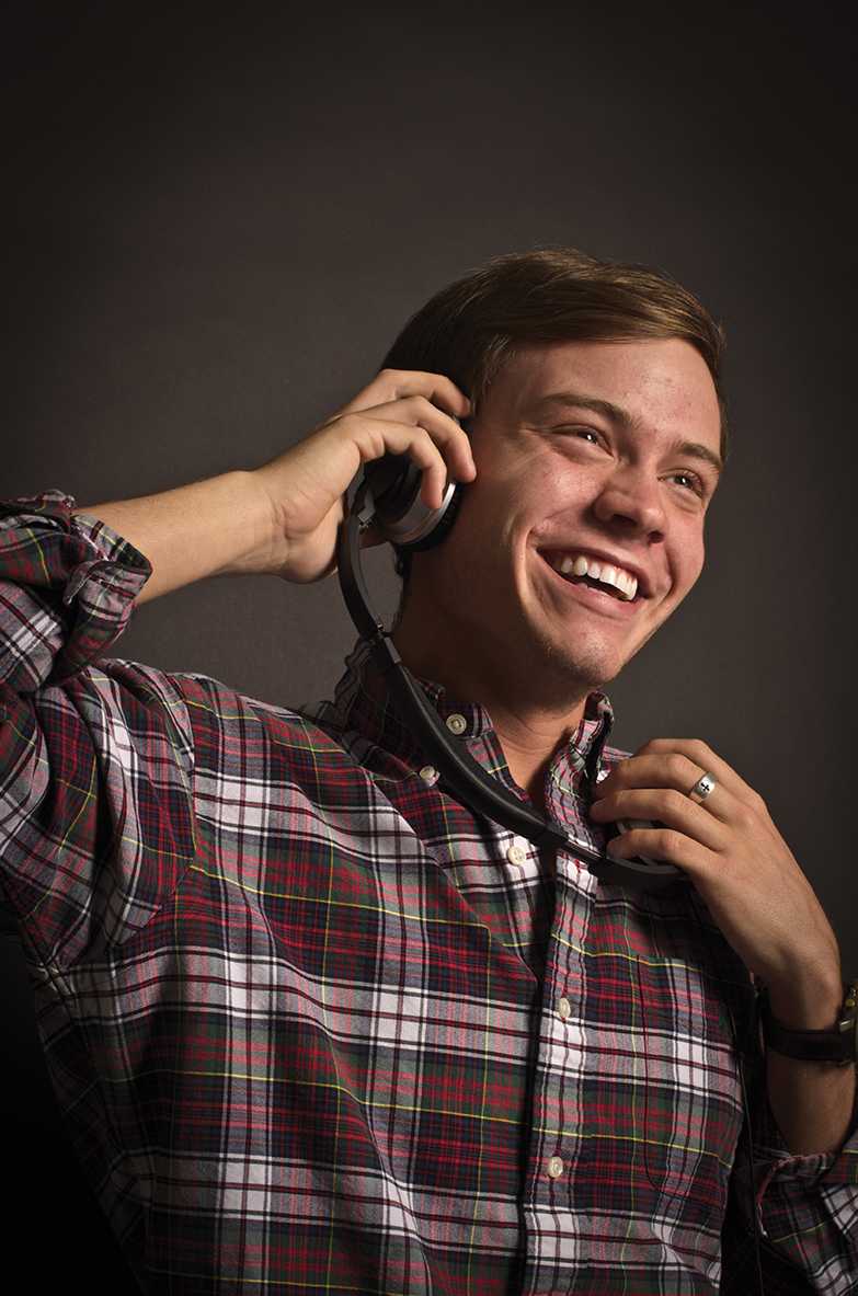 Taylor Cox, mass communication senior and Student Government president, jamming out to some tunes on his iPod.