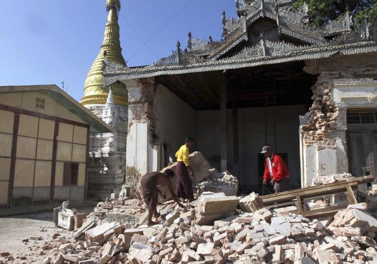 Deadly quake collapses bridge, mine in Myanmar; 12 projected dead