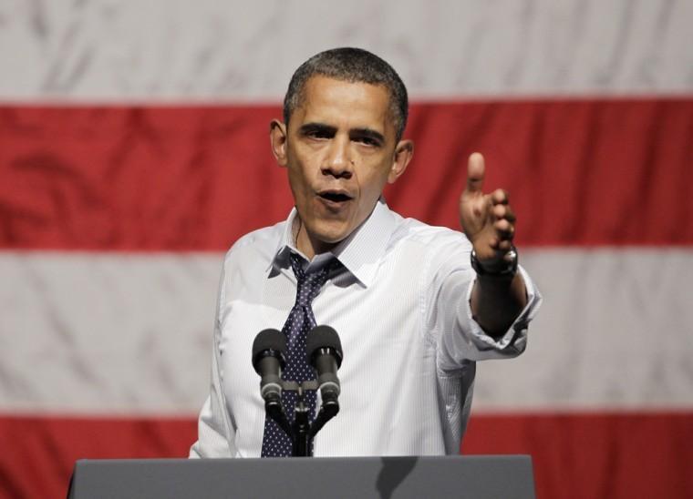 In this July 23, 2012 file photo, President Obama gestures at a campaign stop in Oakland, Calif. (AP Photo/Paul Sakuma, File)
 