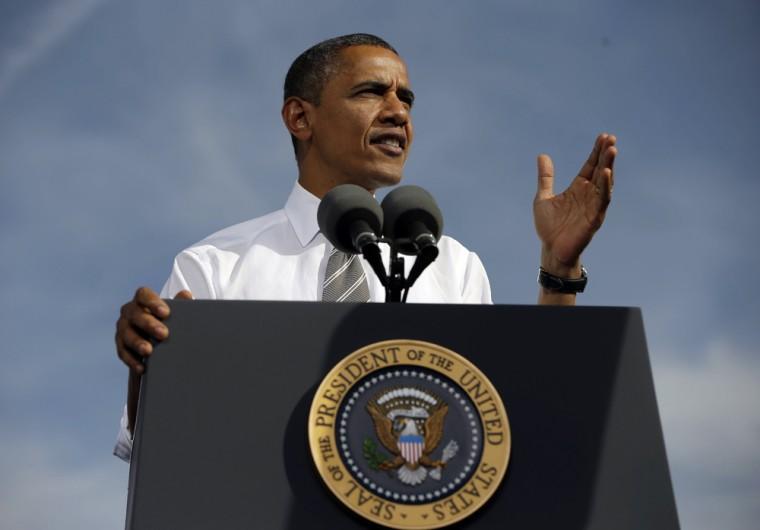 President Barack Obama speaks during a campaign event at Cheyenne Sports Complex in Las Vegas, Thursday, Nov. 1, 2012. (AP Photo/Pablo Martinez Monsivais)
 