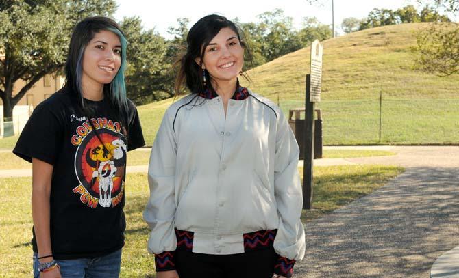 Skye Byrd (left,) digital art junior and Coushatta tribe member, and Jaclyn Wagers, mass communication freshman and Oglala Lakota tribe member, are both members of the Native American Student Association. They are planning a powow for this week.
 