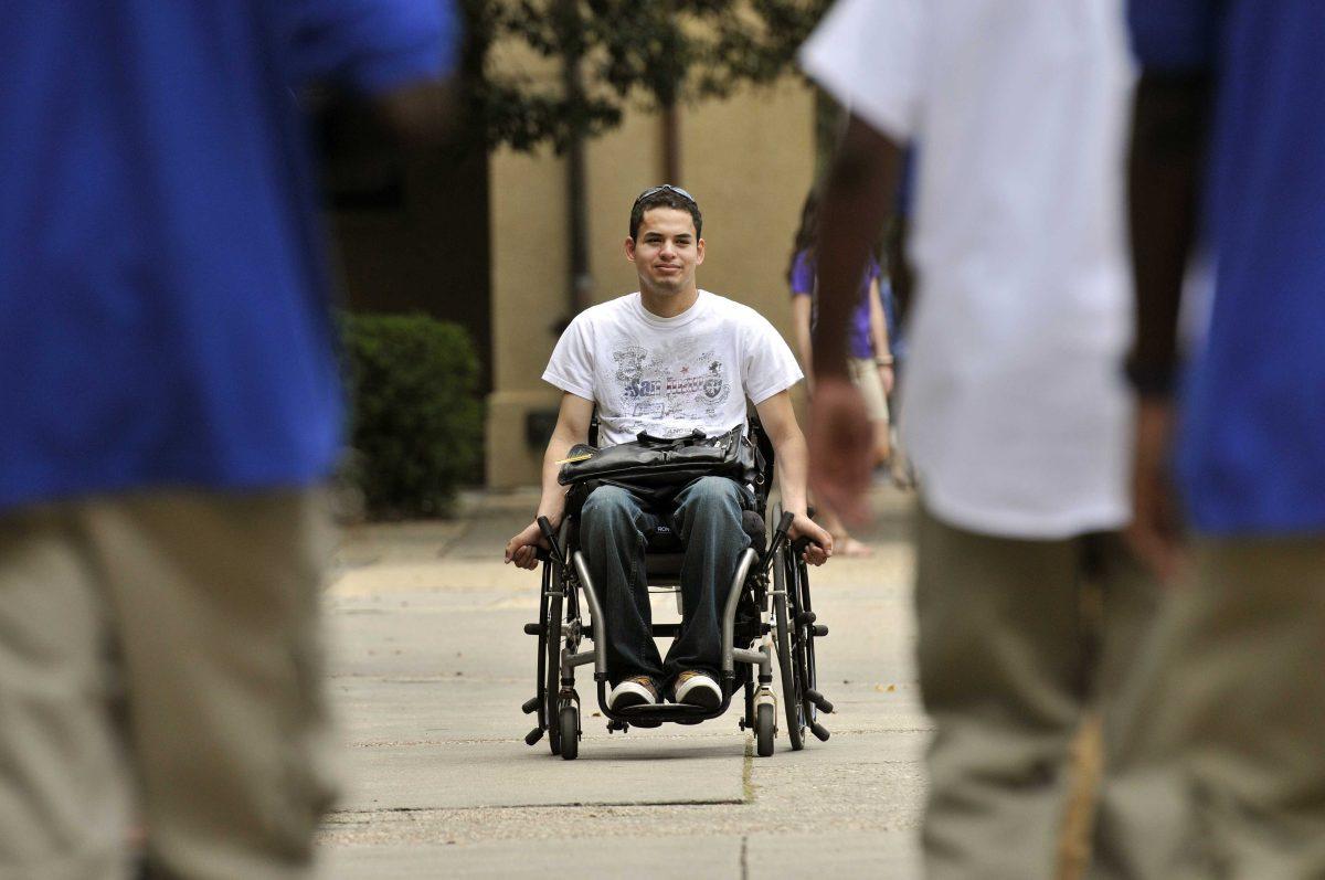 Tommy Mead, major senior, wheels through the Quad on October 17, 2012.