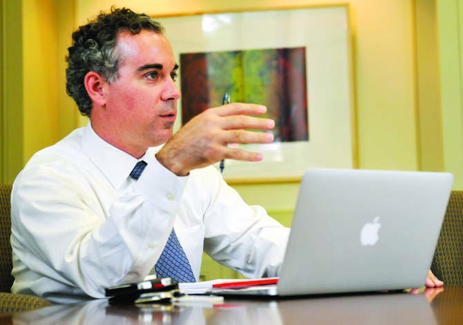 Vice Chancellor and CFO Eric Monday speaks at a Tech Fee Committee Meeting on September 24, 2012. Monday is leaving his position for a similar one at the University of Kentucky, according to the school's president, Eli Capiluto.