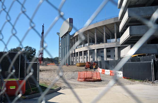 Construction continues on the south endzone of Tiger Stadium. The renovations are expected to be completed by the beginning of 2013's football season.