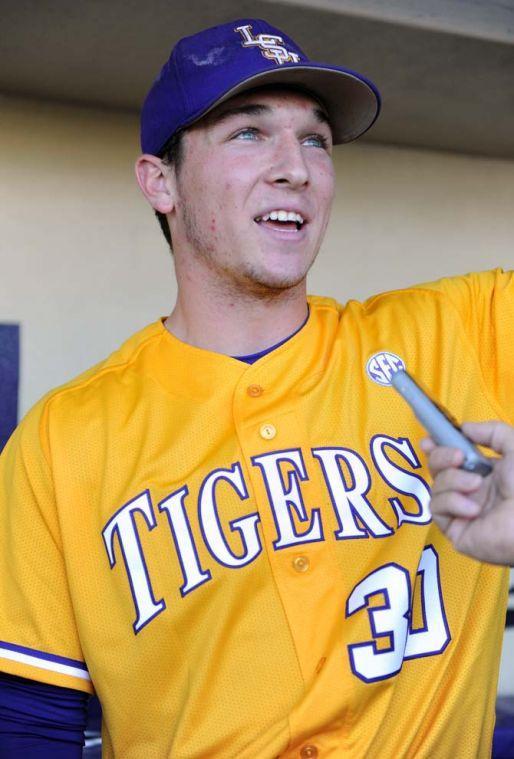 LSU freshman infielder Alex Bregman talks to reporters at LSU Baseball Media Day in Alex Box Stadium on Jan. 25, 2013.
 