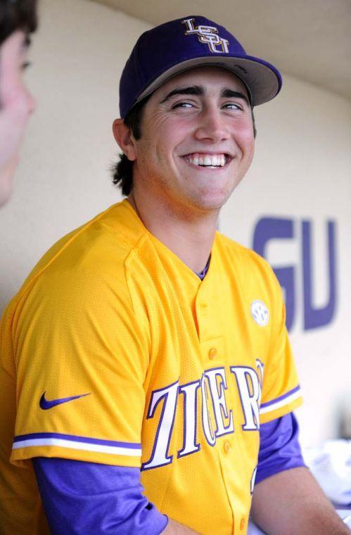 LSU junior right-handed pitcher Nate Fury laughs during an interview on LSU Baseball Media Day in Alex Box Stadium on Jan. 25, 2013.
 