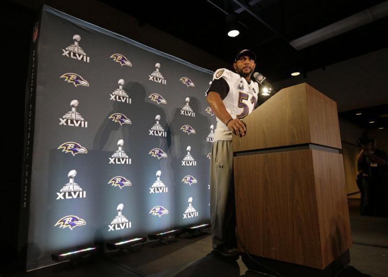 Baltimore Ravens linebacker Ray Lewis speaks during an NFL Super Bowl XLVII football news conference on Wednesday, Jan. 30, 2013, in New Orleans. Lewis denied a report linking him to a company that purports to make performance-enhancers. The Ravens face the San Francisco 49ers in the Super Bowl on Sunday. (AP Photo/Patrick Semansky)
 