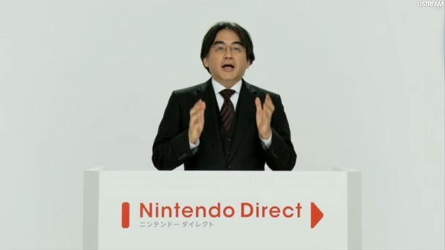 Nintendo president Satoru Iwata speaks to the world Jan. 23, 2013 via a Nintendo Direct broadcast.
 