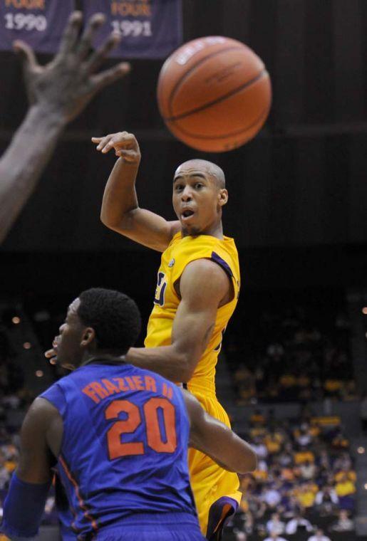 Charles Carmouche, LSU senior guard, passes the ball Saturday, Jan. 12 during the LSU vs. Florida game.
 