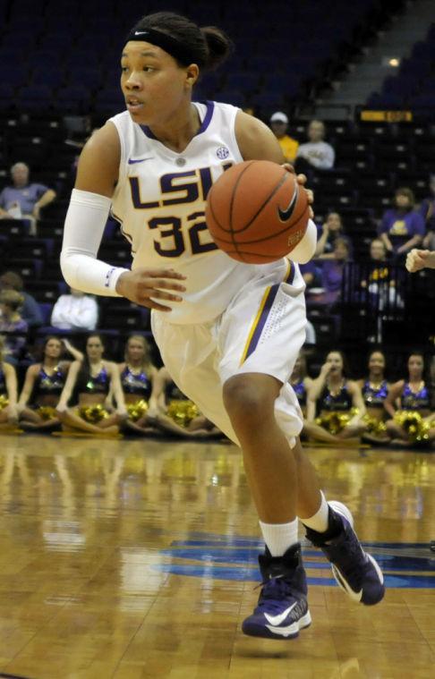 LSU freshman guard Danielle Ballard (32) drives Sunday, Jan. 13, 2013 towards the basket during the 62-42 victory over Mississippi State in the PMAC.
 